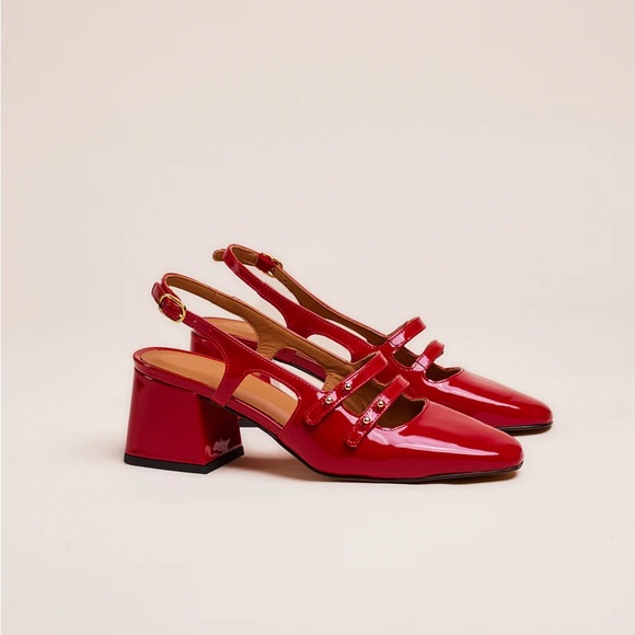 M. Moustache Red Slingback Heels - Picture 2 of 4